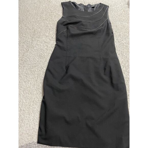 H&M Black knee length Sheath Dress Women's Size 8 Zipper design detail - lined! - Picture 1 of 8